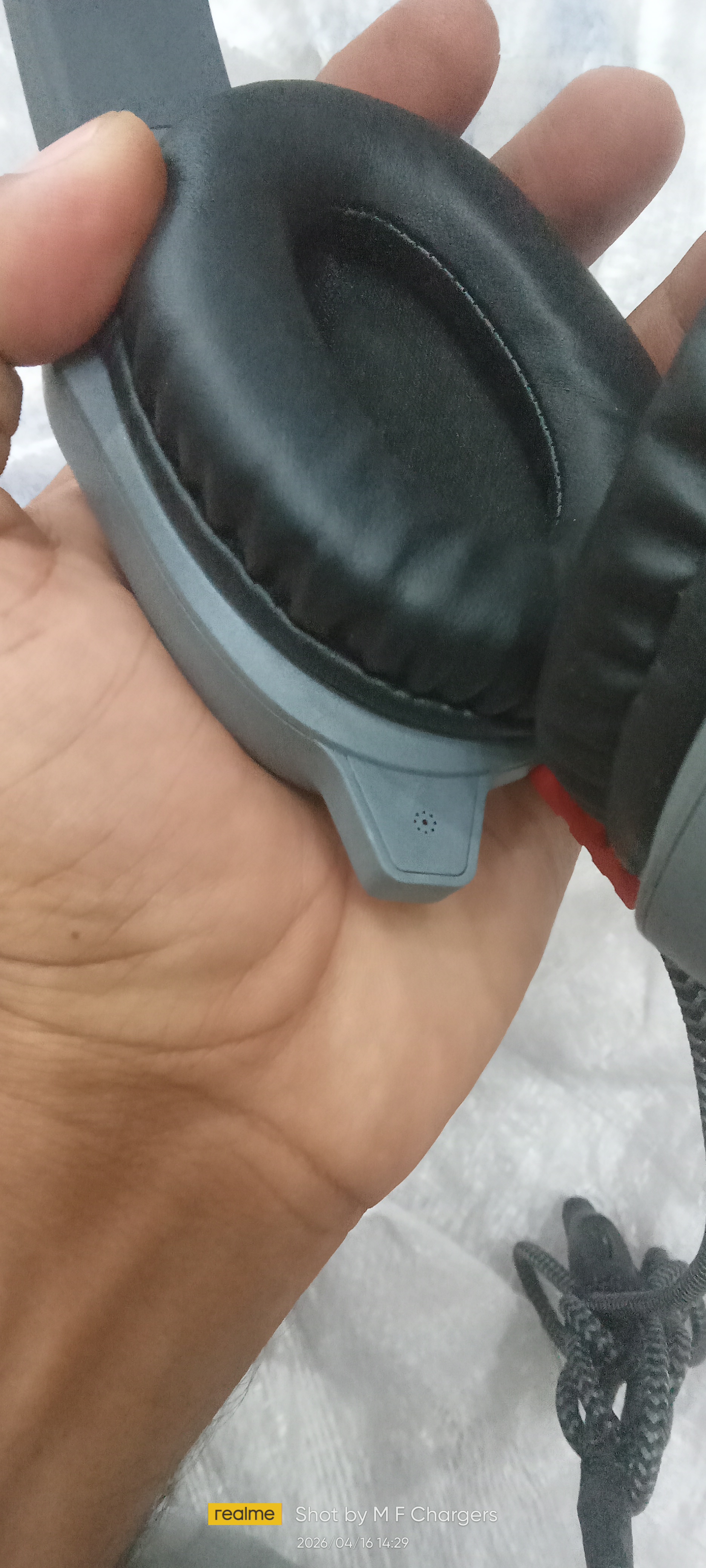 Close-up view of HD Microphone on Brenthaven Wired Headphones - M F Chargers