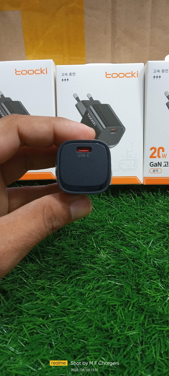Close-up of USB-C port on Toocki 20W GaN Charger - M F Chargers