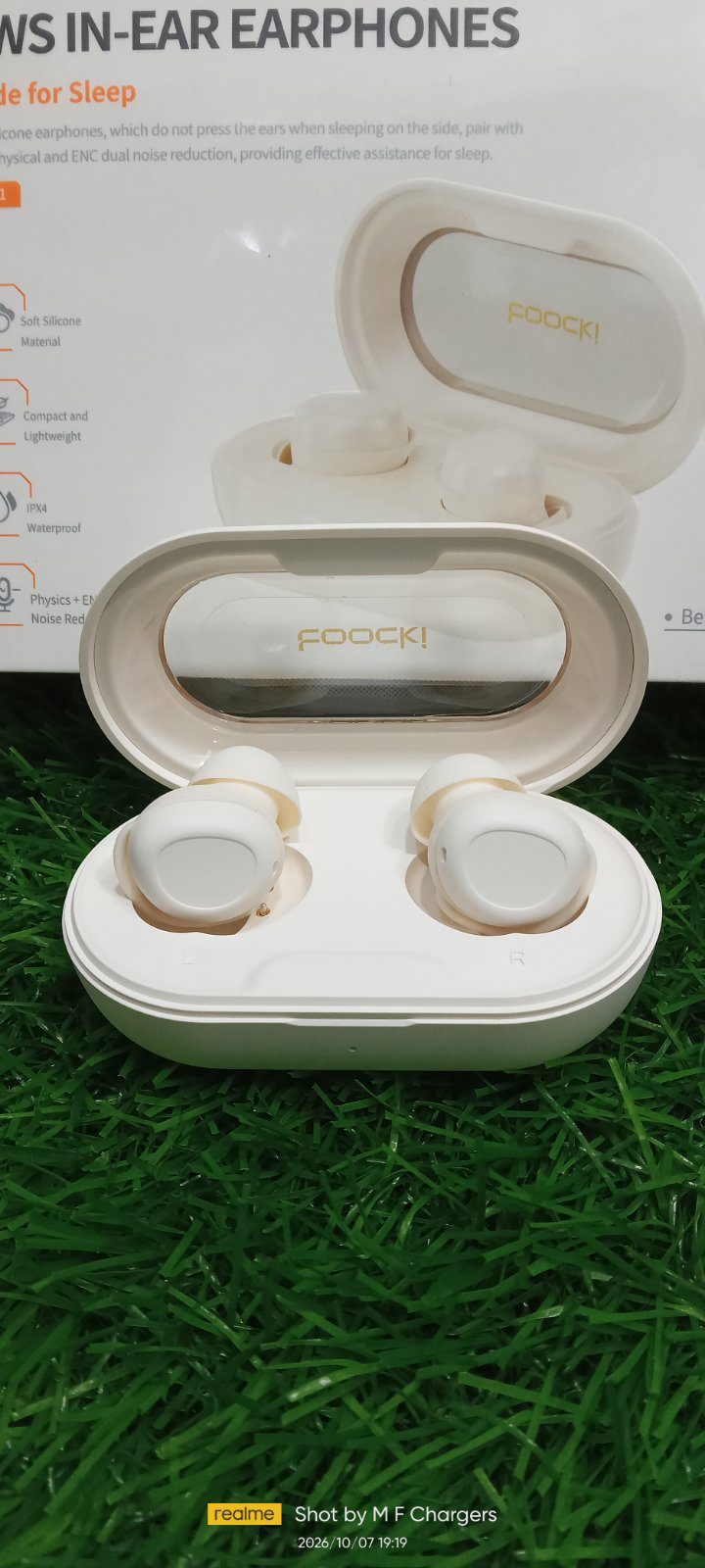 Toocki TWS sleep earbuds open case view M F Chargers