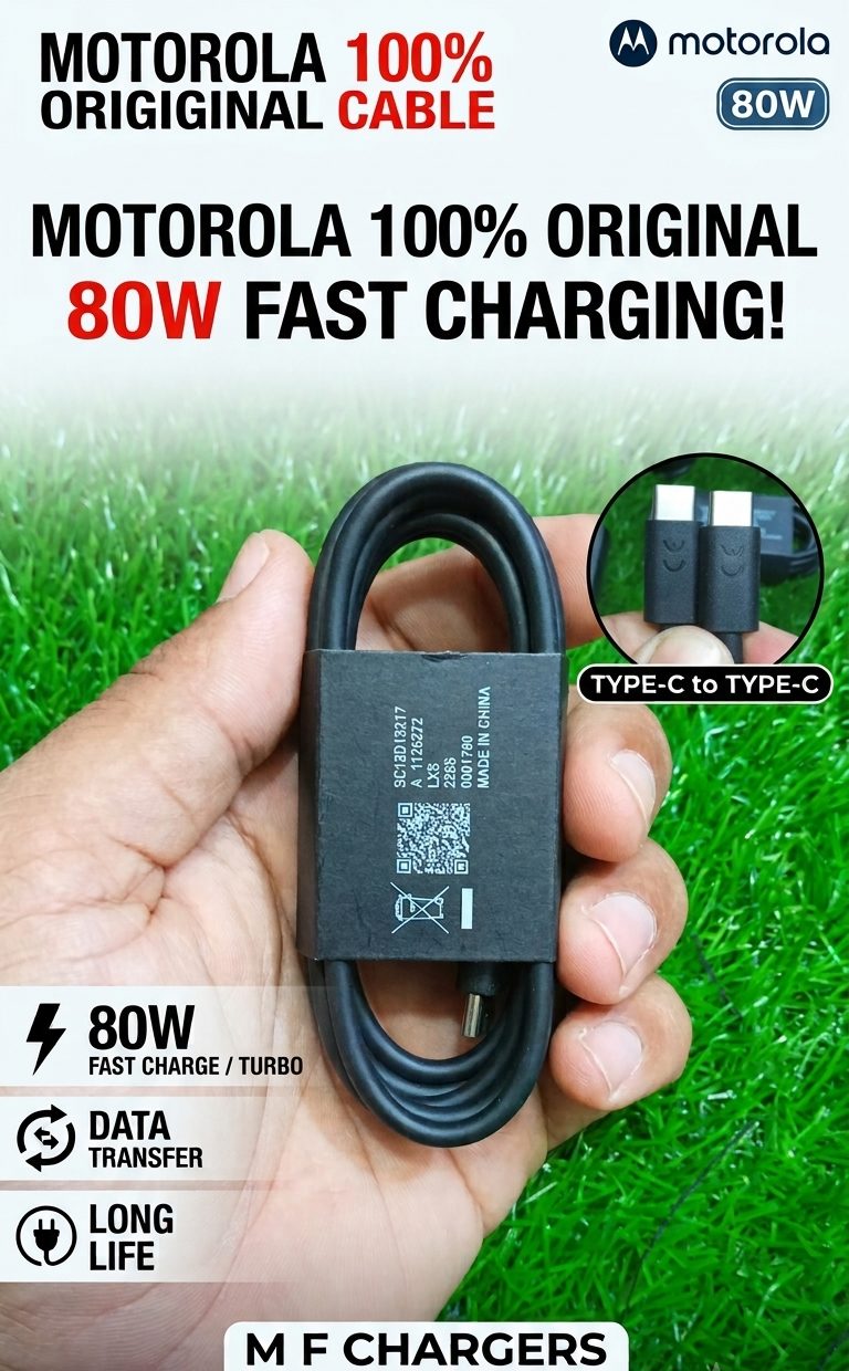 Original Motorola 80W Fast Charging Cable Poster - M F Chargers
