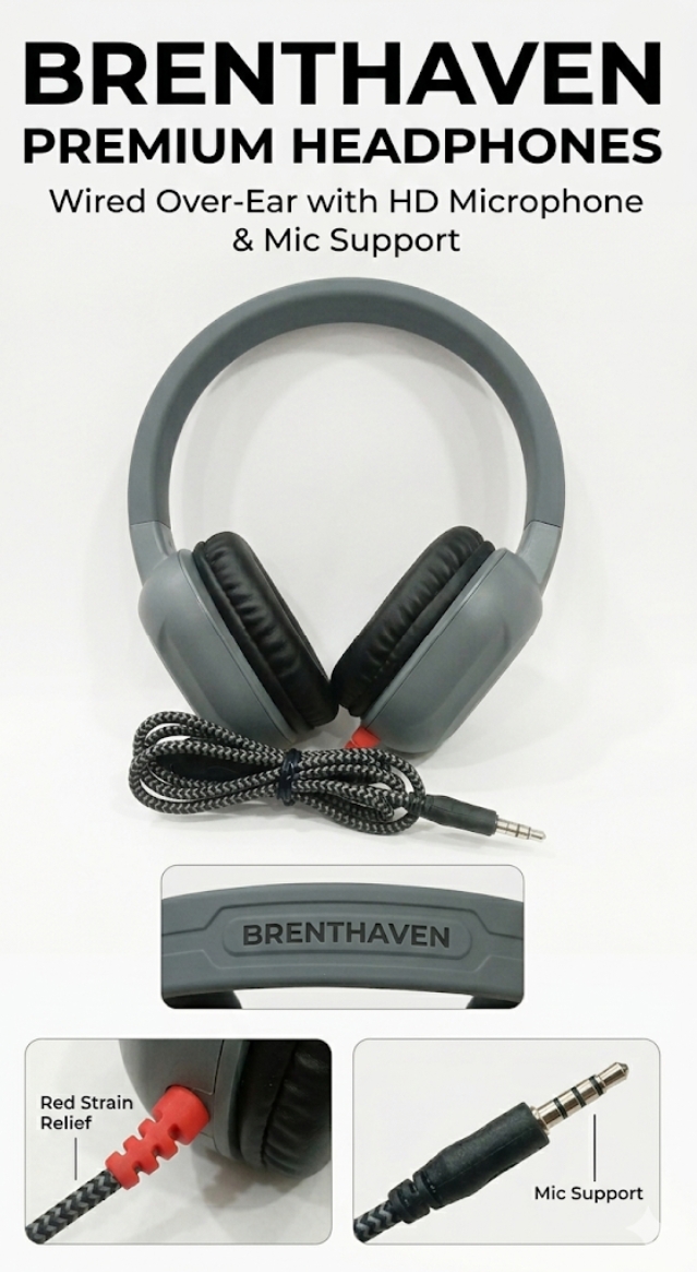 Brenthaven Premium Wired Over-Ear Headphones – Original Authentic Stock