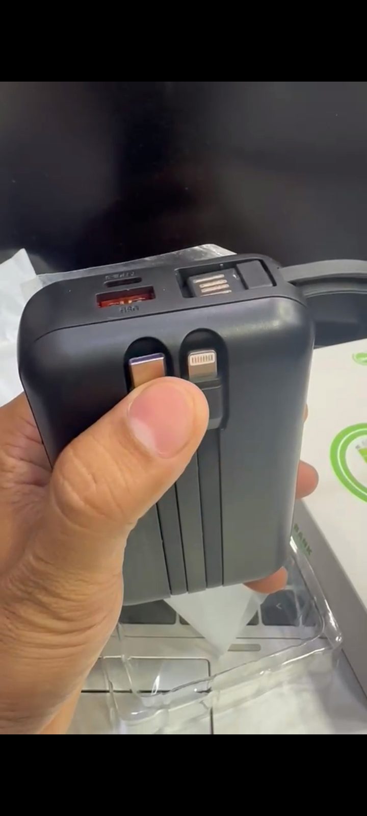 LETV 20000mAh Power Bank top view with built-in plug at M F Chargers