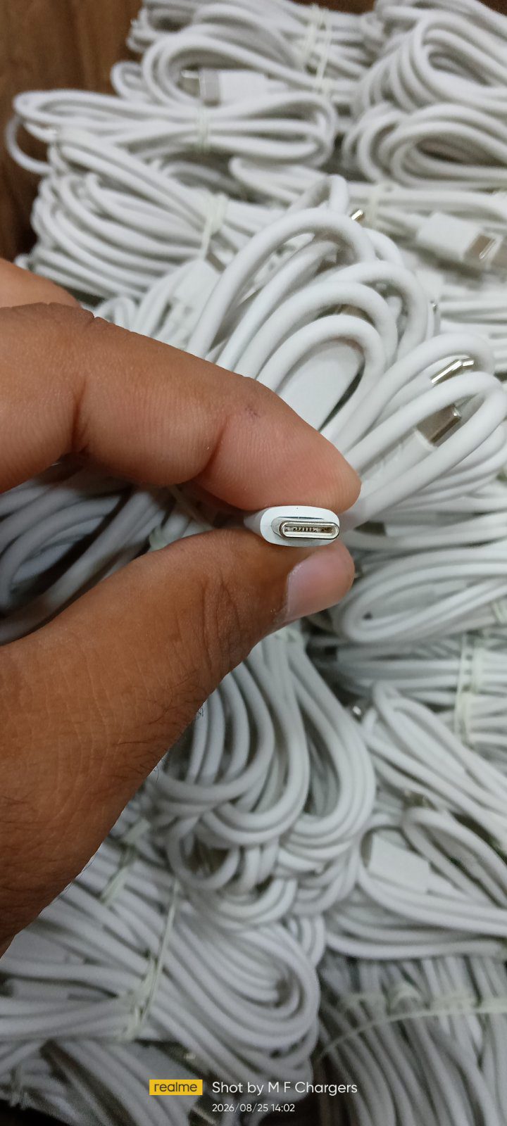 Close up view of USB-C connector pin on original Google Pixel cable - M F Chargers
