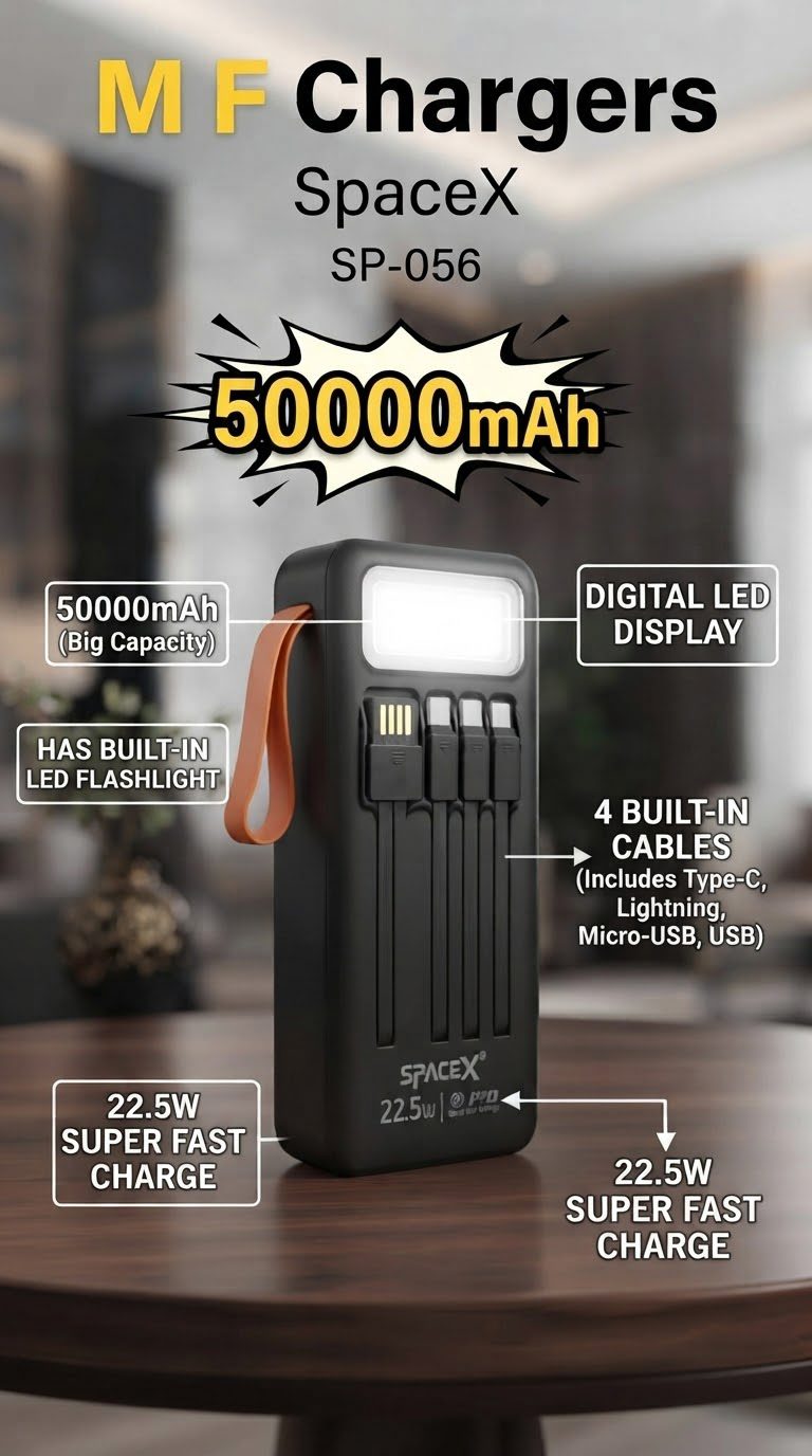 SpaceX 50000mAh 22.5W Fast Charging Power Bank