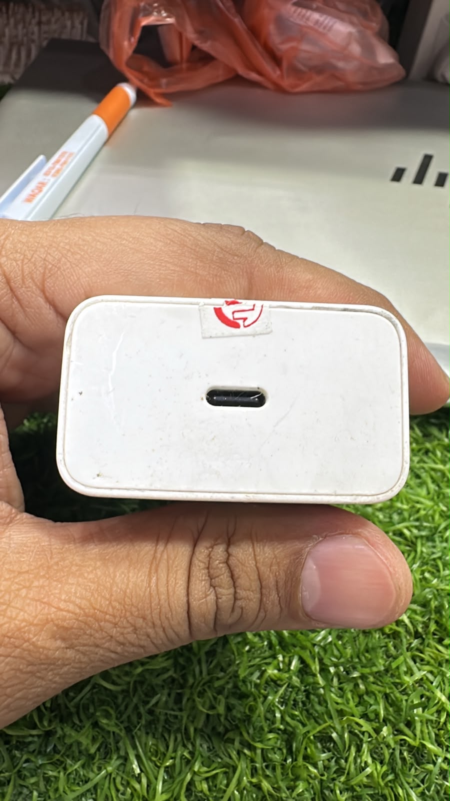 Samsung 65W original charger USB-C port close up view - M F Chargers