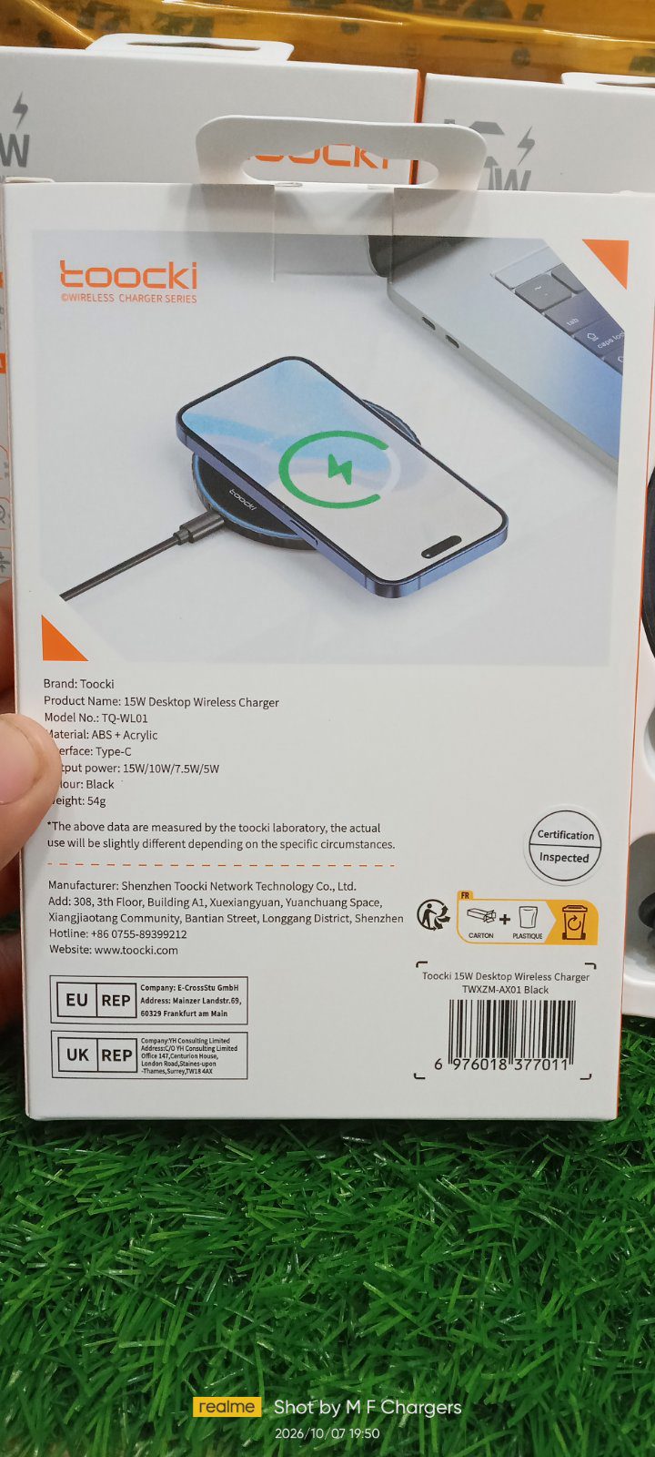 Toocki 15W Desktop Wireless Charger Fast Charging Stand for Apple & Android