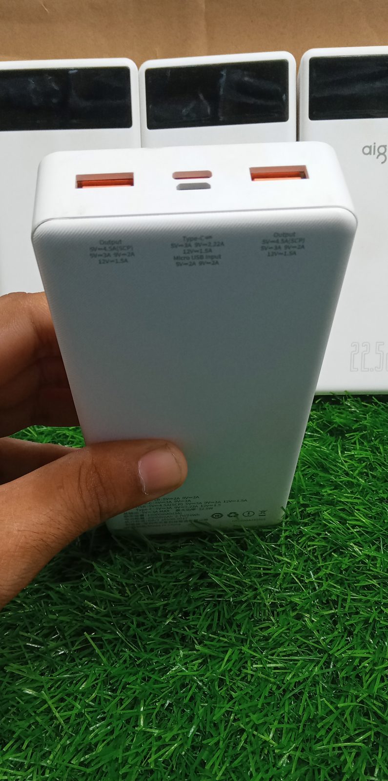 Aigo power bank bottom specifications label view M F Chargers