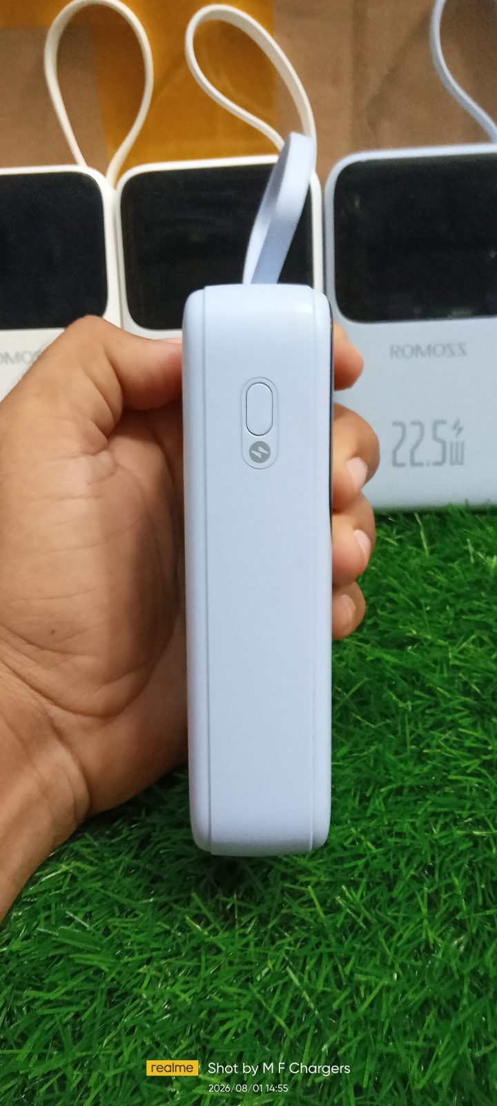 ROMOSS power bank USB Type C and iPhone dual ports view by M F Chargers