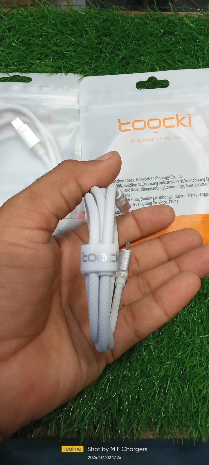 Durable White Braided Toocki 100W C to C Cable | M F Chargers