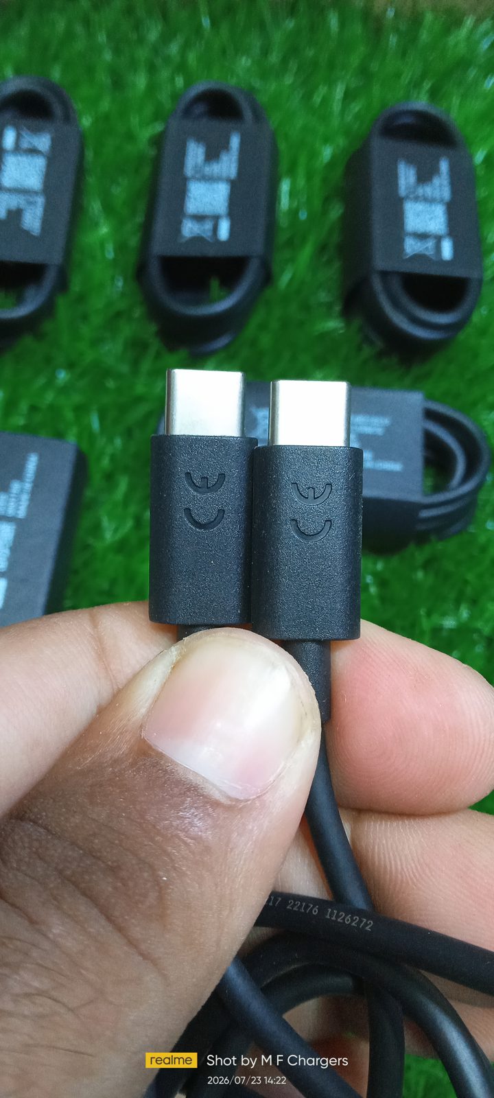 Both Type-C Connectors View of Original Motorola 80W Cable - M F Chargers