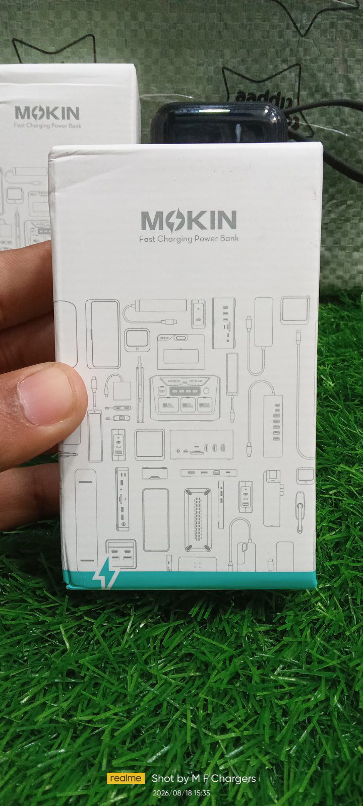 MOKIN Power Bank retail box packaging and back specs - M F Chargers