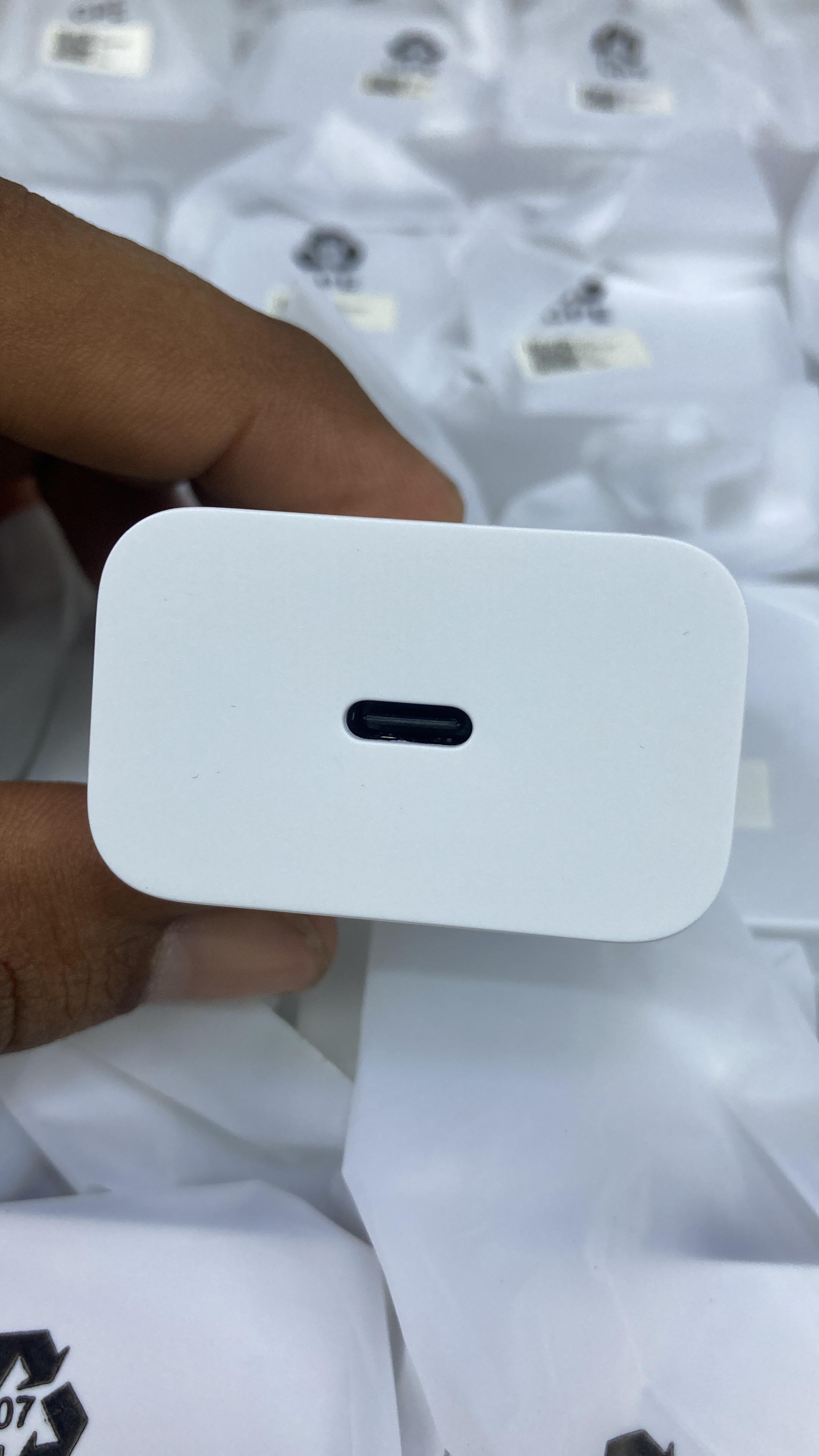 Top view of original Google Pixel 30W fast charger showing its single USB Type-C power delivery port.