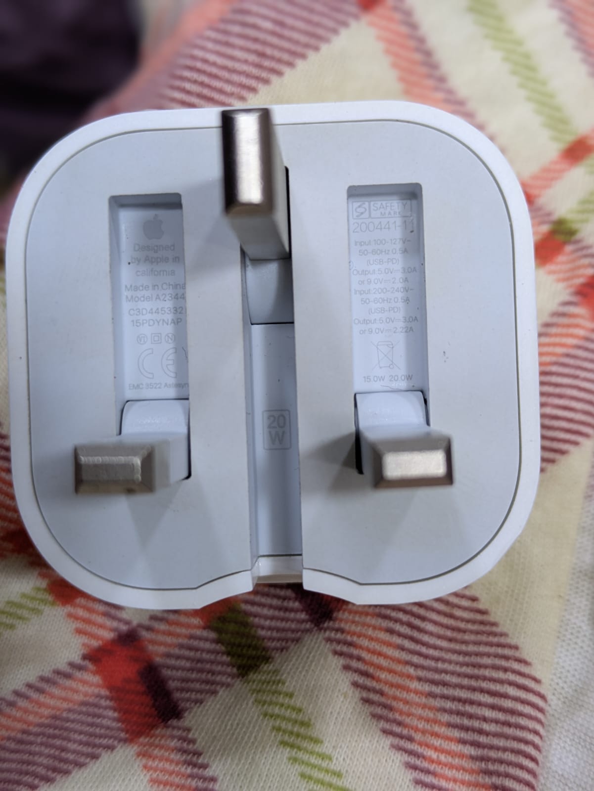 Original Apple 20W Power Adapter UK 3 Pin Spec - M F Chargers