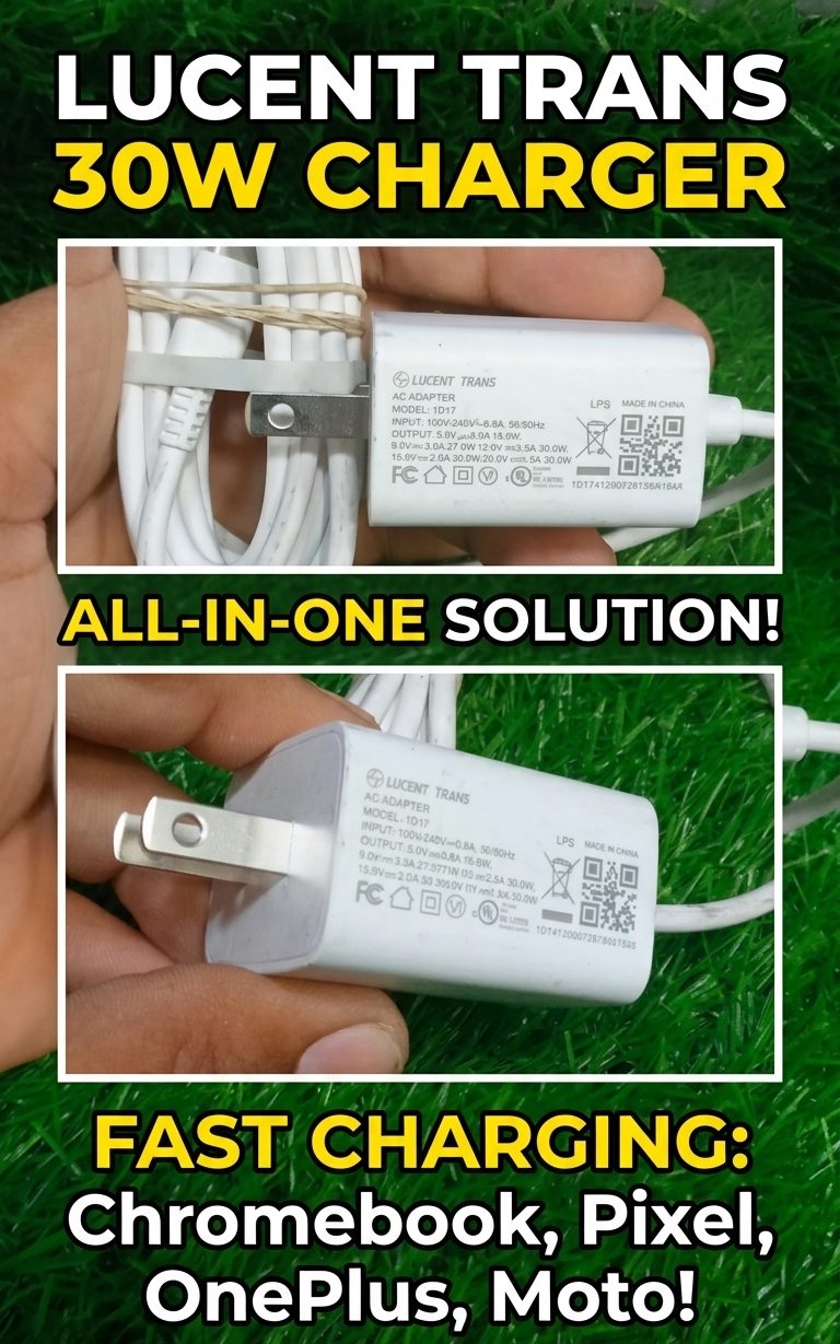 Lucent Trans 30W Type-C Charger for Chromebook and Mobile - M F Chargers