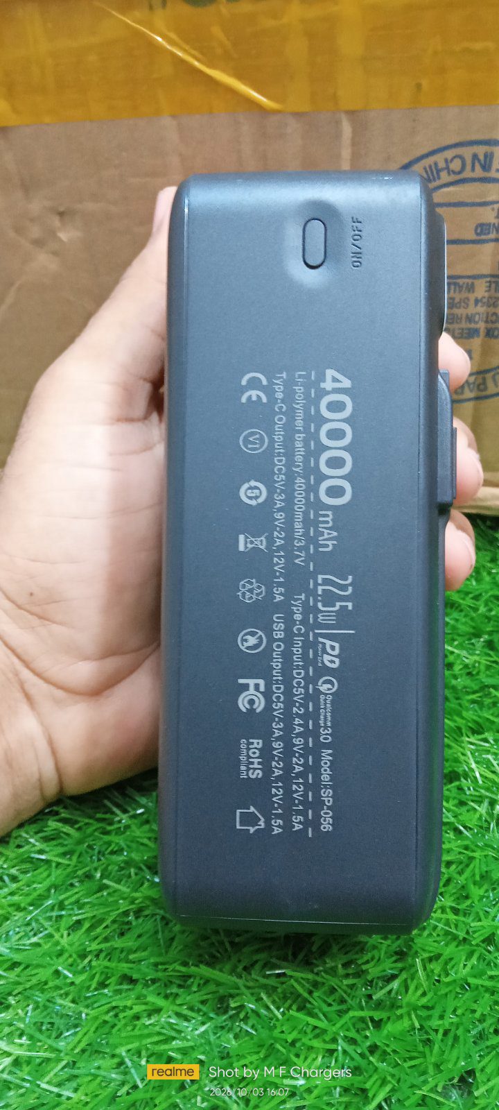 SpaceX 40000mAh High Capacity Portable Charger Side View - M F Chargers