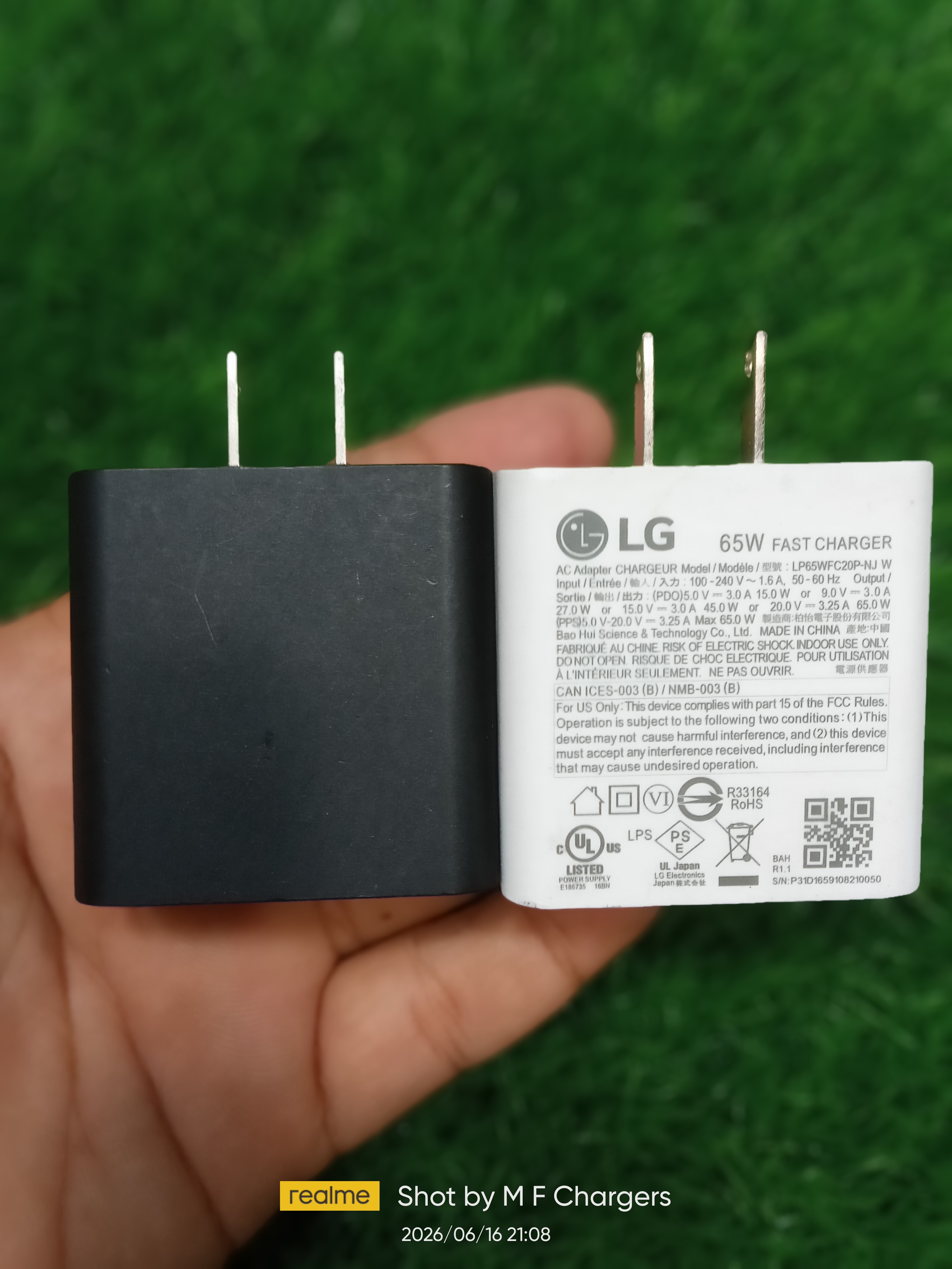 LG 65W High Capacity Laptop Charger Specific Development Sample Specifications and Factory Label Detailed