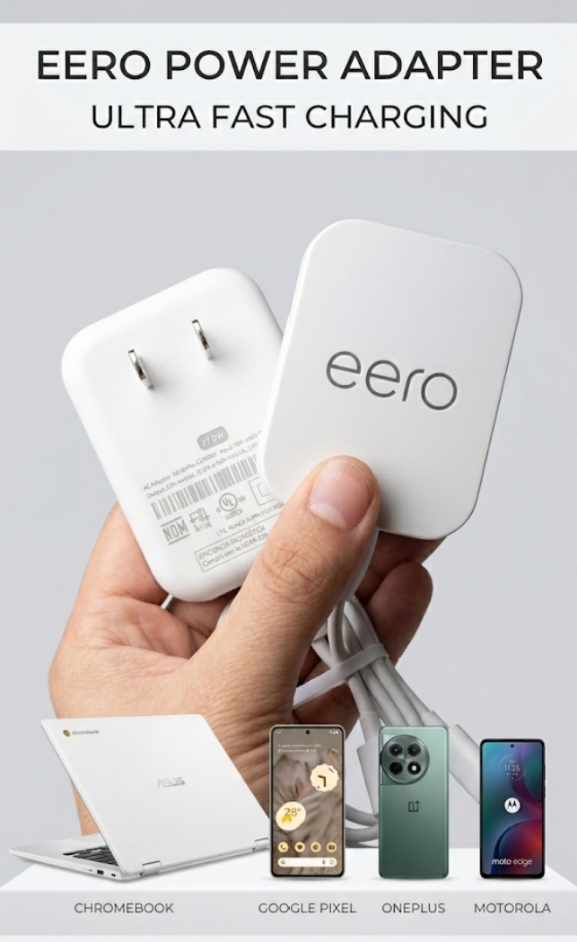 Original Eero 27W USB-C Ultra Fast Charger | For Chromebook, Pixel, OnePlus & Motorola