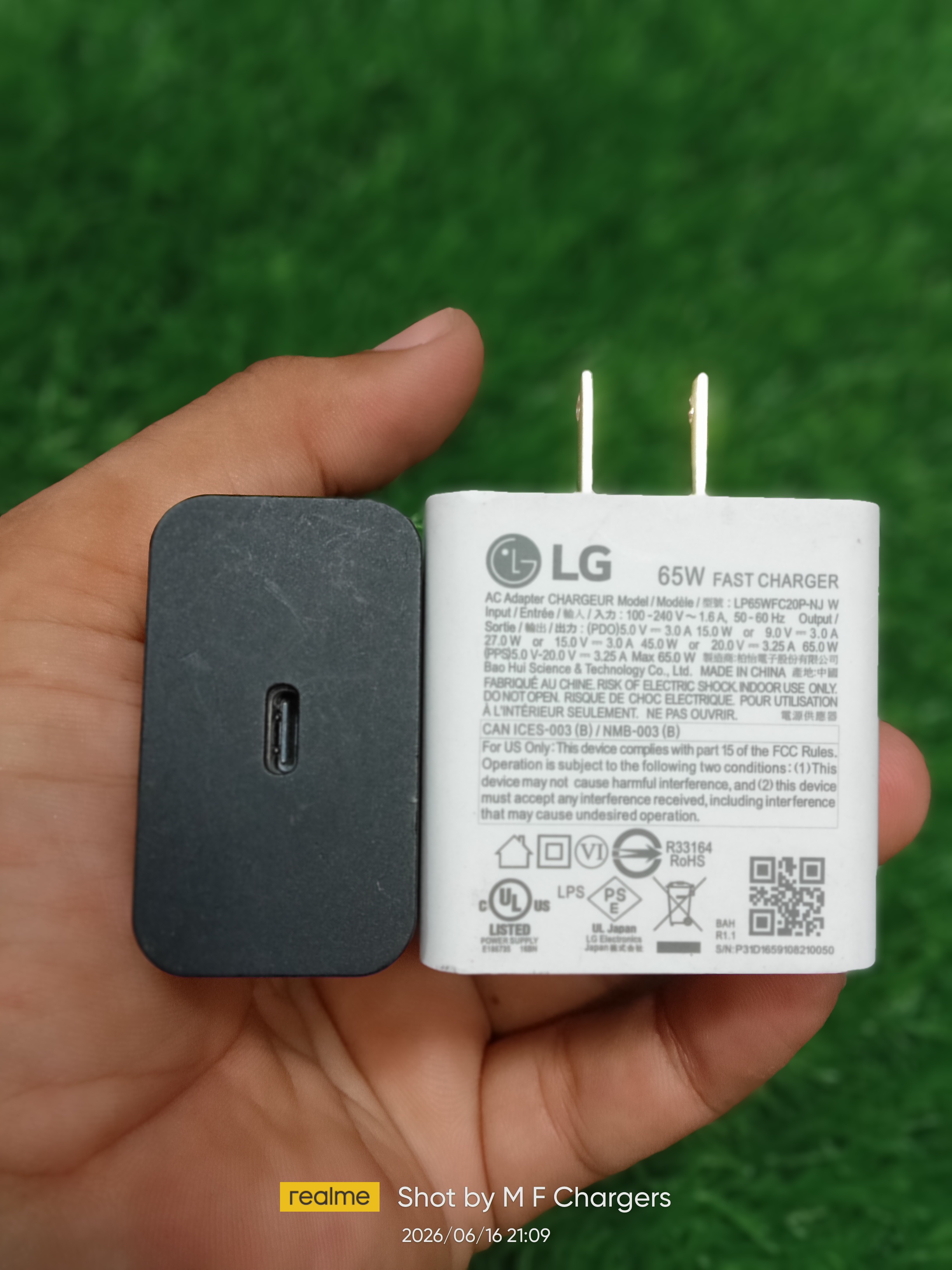 Type C PD Port and US Flat Pin Interface for Original LG 65W Premium Development Charger Stock