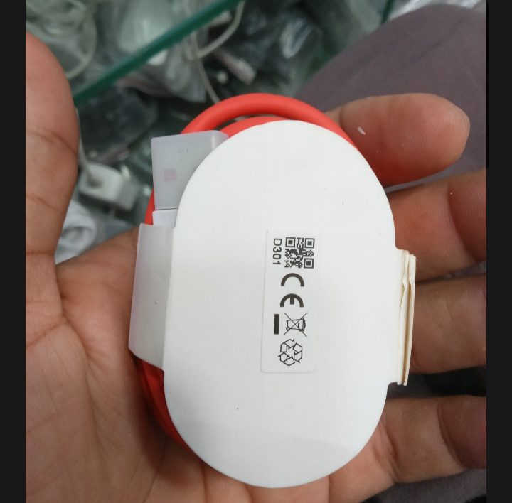 OnePlus Original Red Charging Cable Packed in Round Holder - M F Chargers