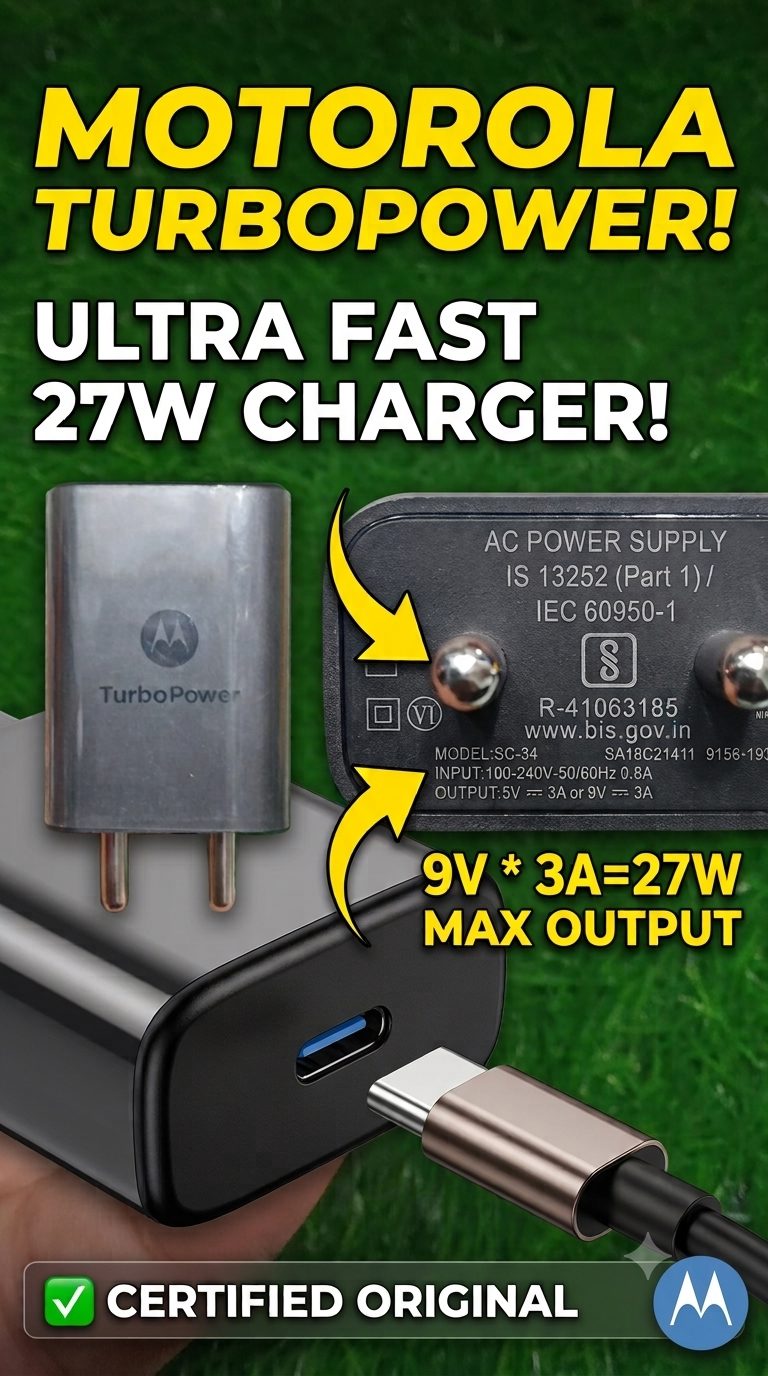 Original Motorola TurboPower 27W Fast Charger Type-C Port