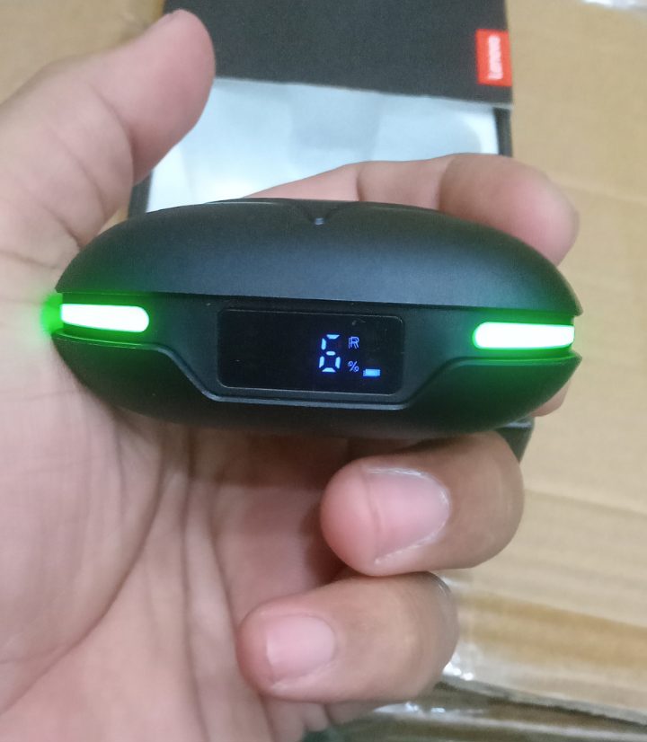 Lenovo Thinkplus GM3 charging case with cool green gaming LED lights by M F Chargers