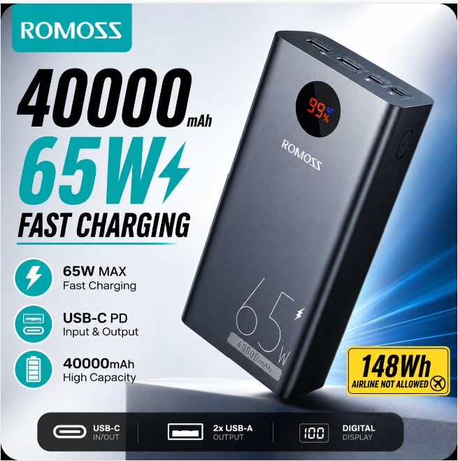 Romoss PEA40 40000mAh 65W Fast Charging Power Bank