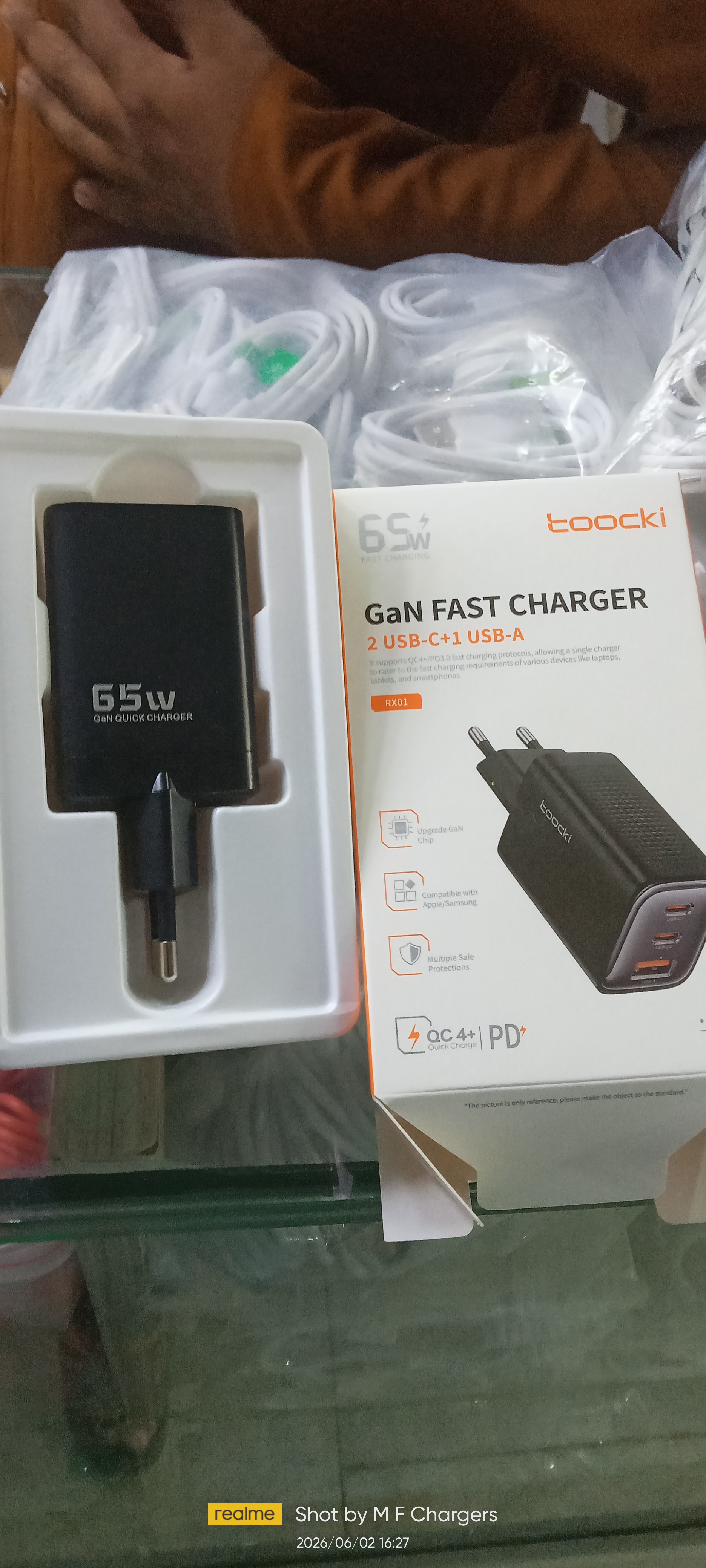 Toocki 65W GaN Fast Charger Genuine Box Pack Stock with Euro Plug