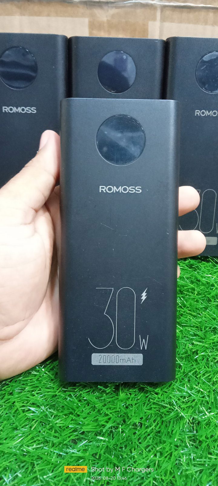 Romoss 20000mAh Power Bank Handheld Size View - M F Chargers