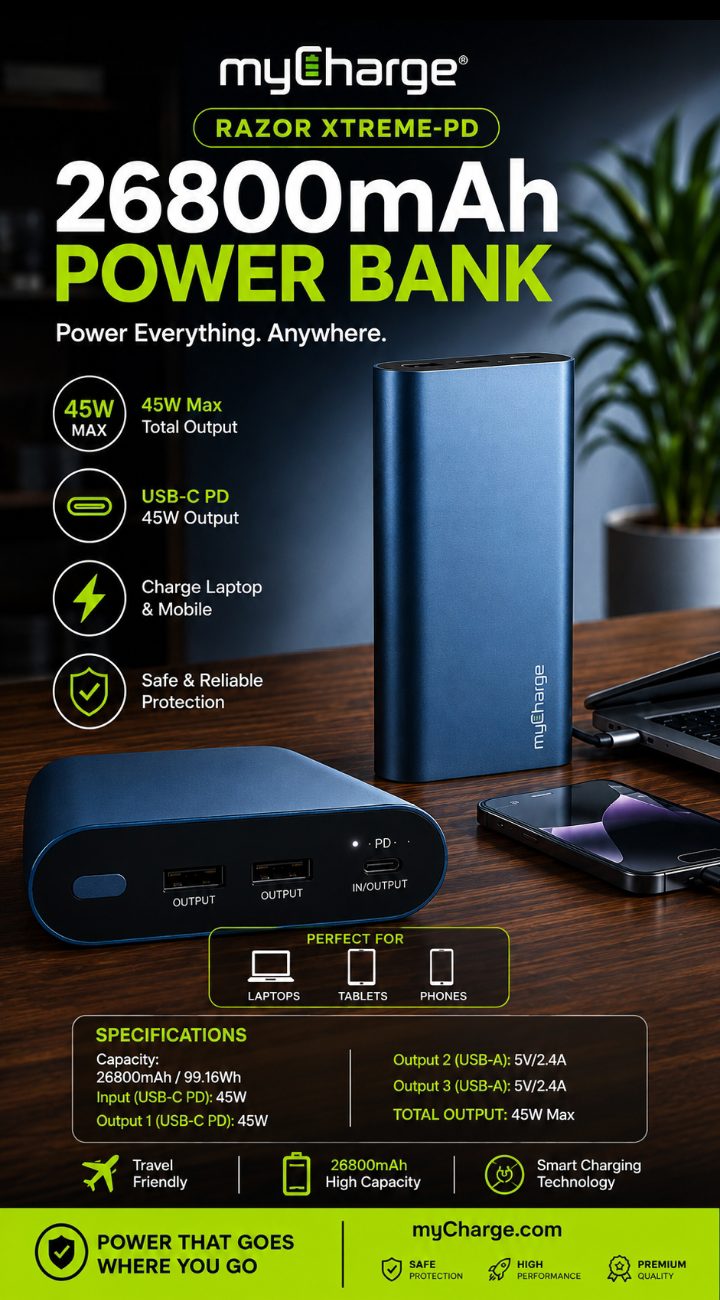 MyCharge 26800mAh 45W PD Fast Charging Power Bank for Laptop & Mobile