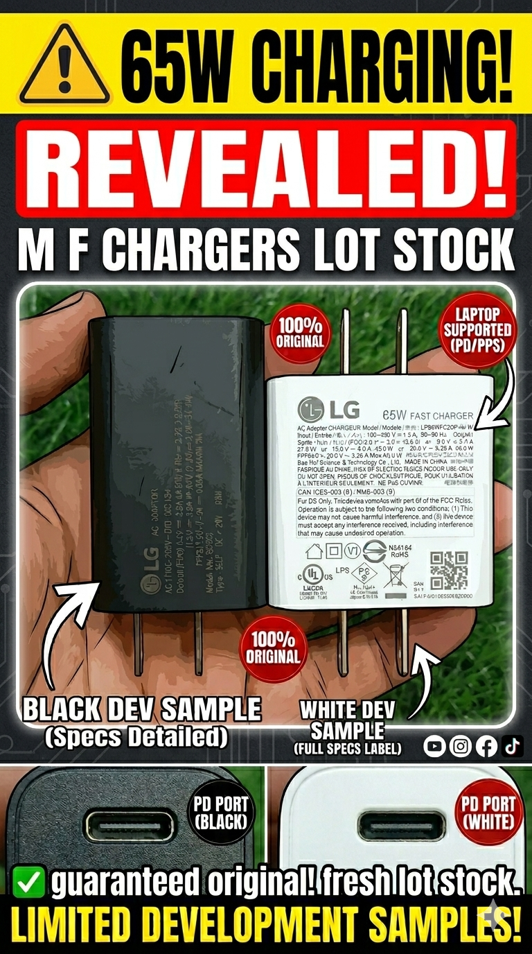 Original LG 65W Fast Charger (Development Sample) - US Flat Pin Lot Stock