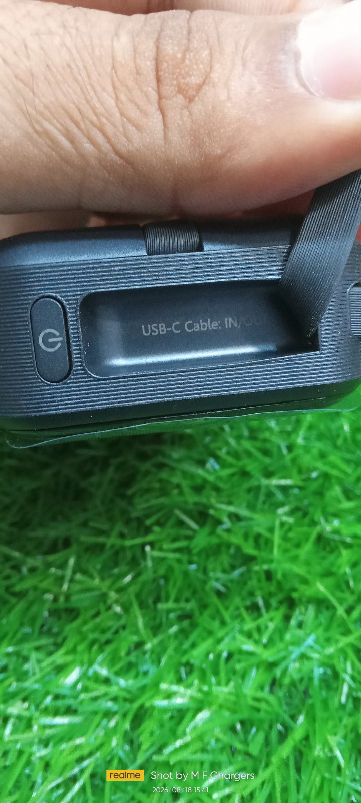 MOKIN Power Bank brand logo and texture closeup - M F Chargers