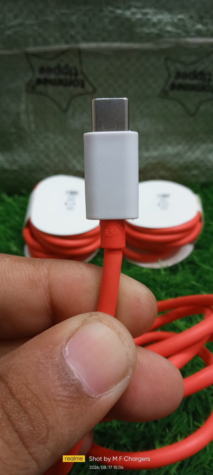 OnePlus USB to Type-C Cable White Connectors Close-up - M F Chargers