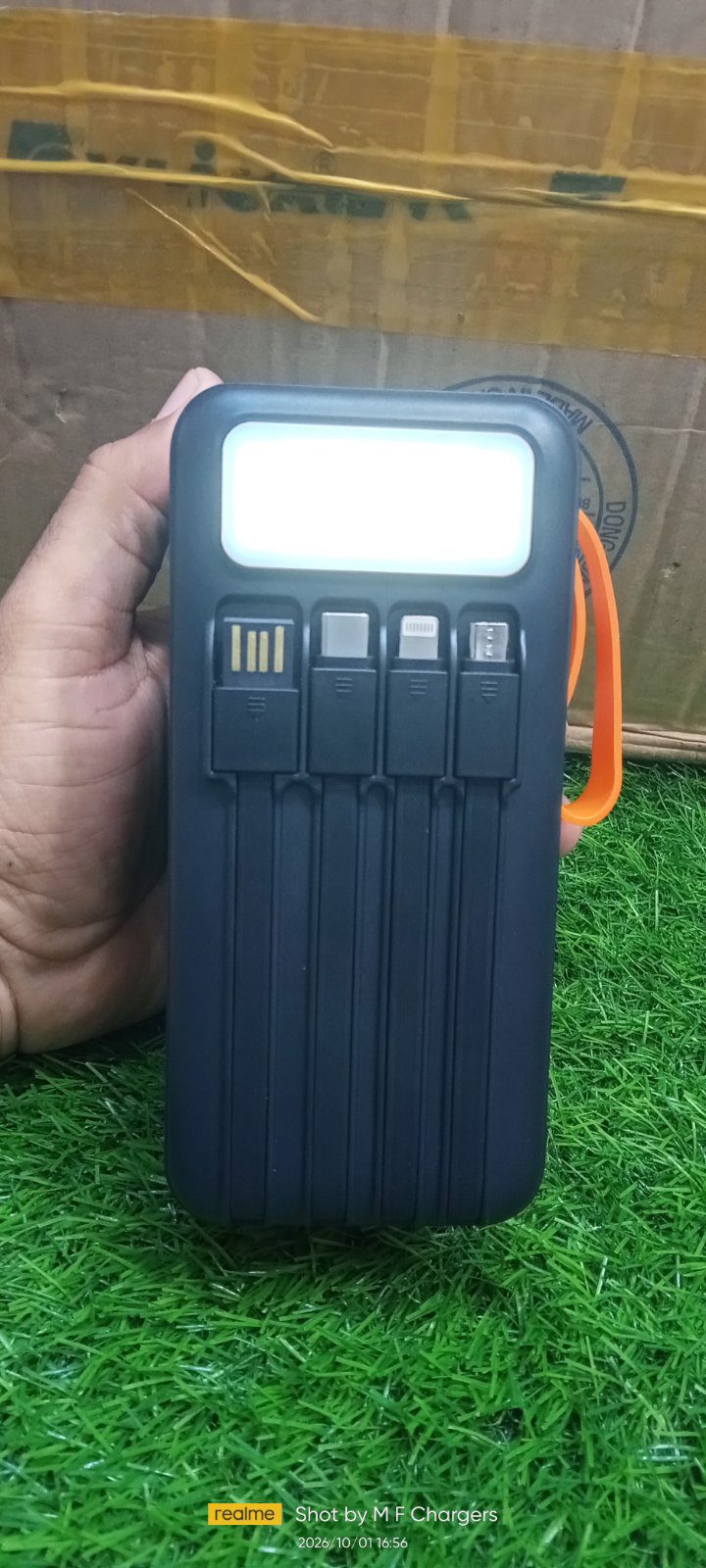 SpaceX 60000mAh Power Bank built-in LED flashlight view - M F Chargers