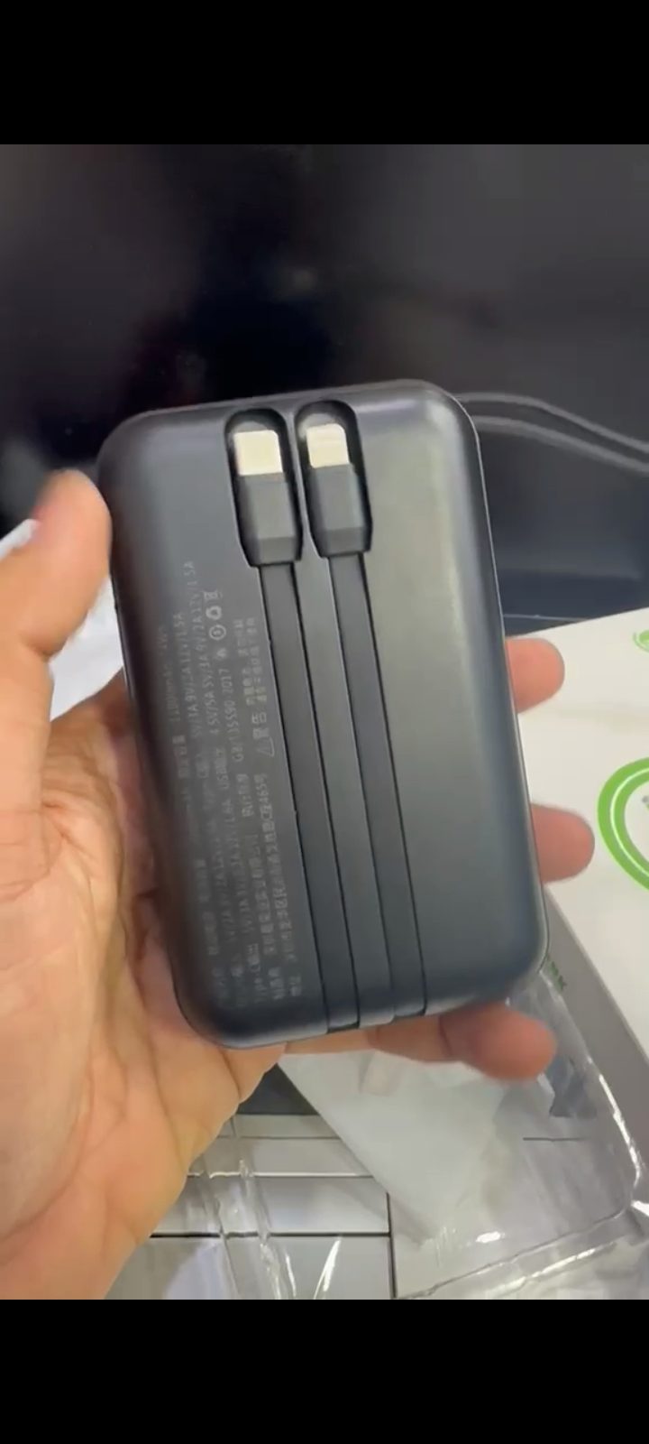 LETV 20000mAh Power Bank back view with built-in cable at M F Chargers