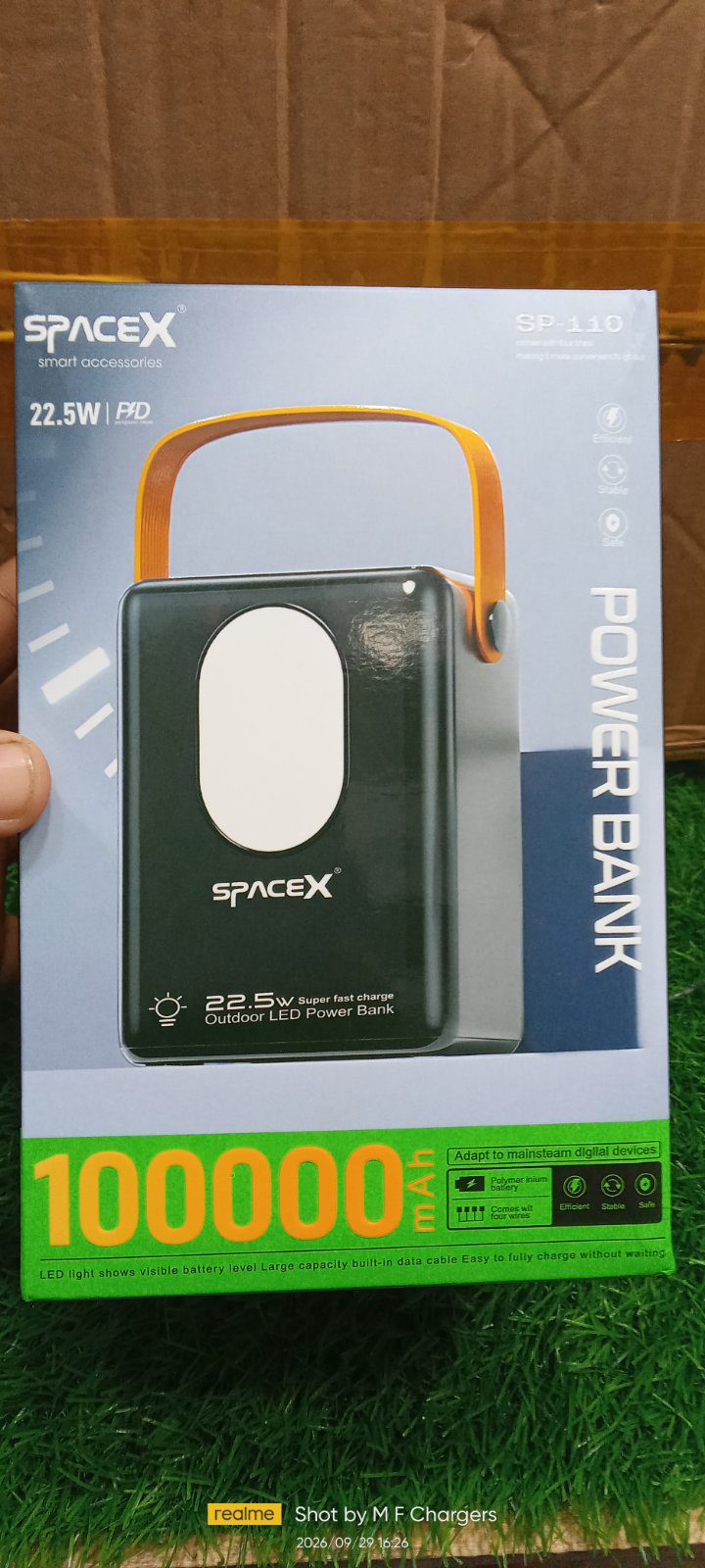 100000mAh Monster Outdoor LED Power Bank with 4 Built-in Cables