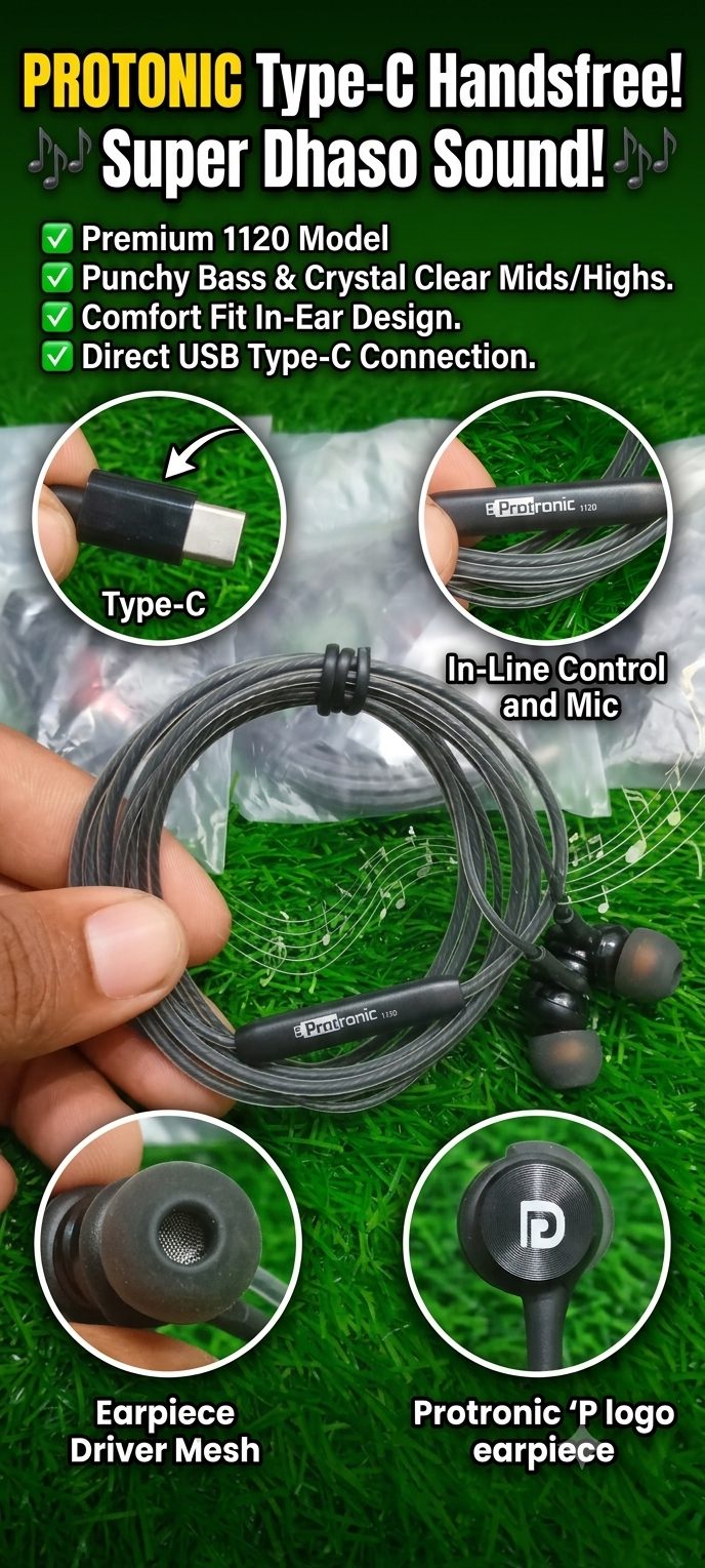 Protronic Magnet Type-C Handsfree Super Dhaso Sound - M F Chargers
