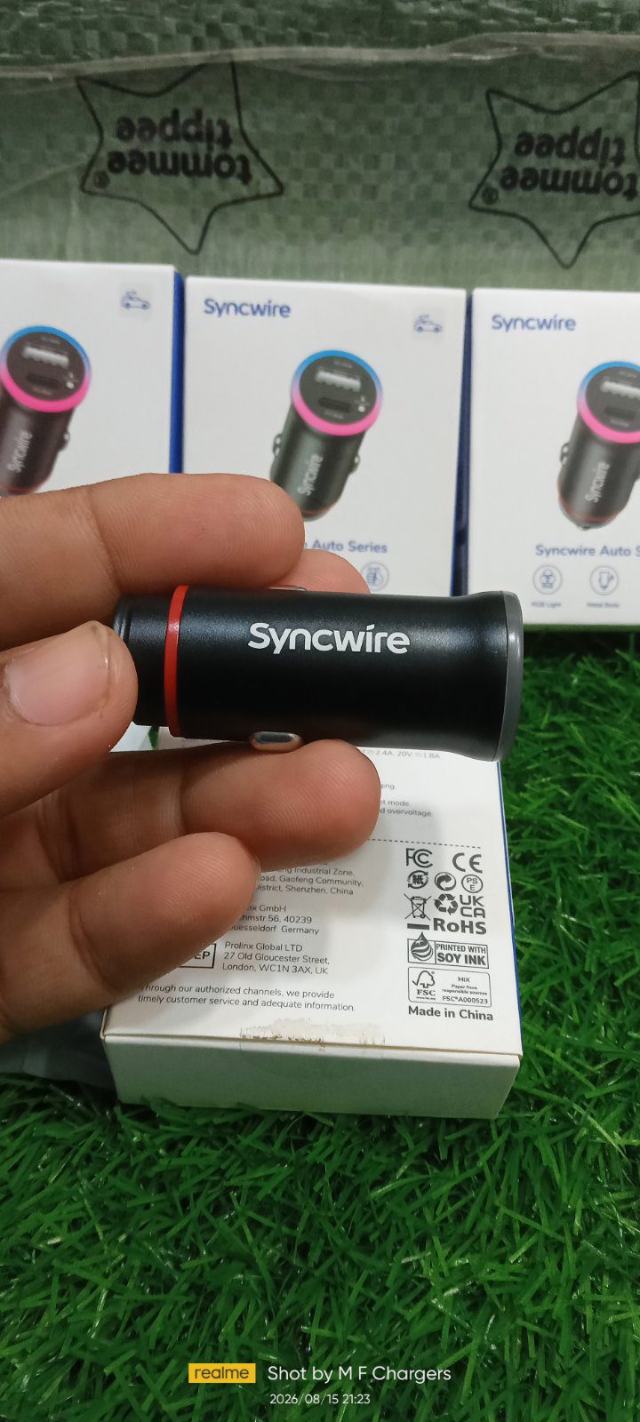 Syncwire compact black car charger full angle view - M F Chargers