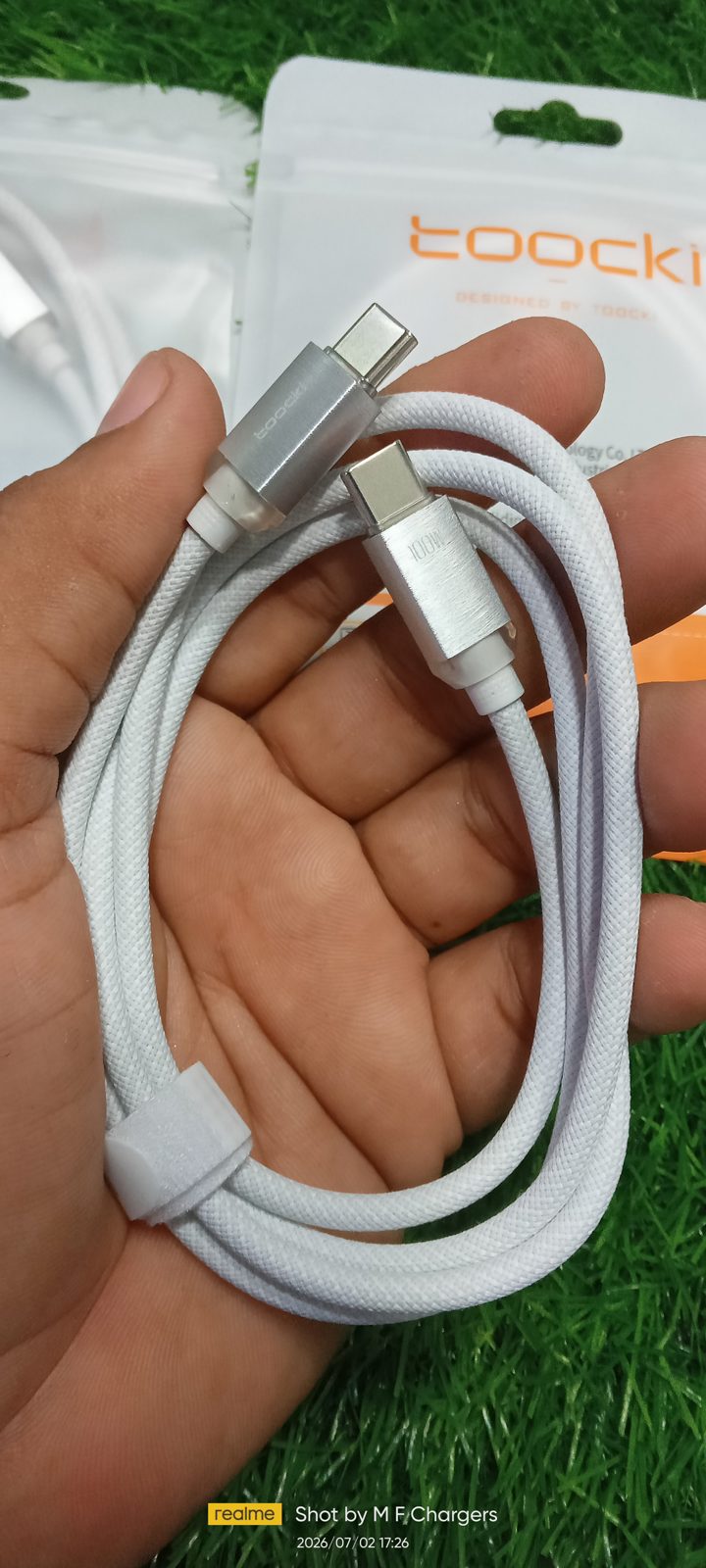 Toocki 100W Type-C Braided Cable Metal Connectors Close-up | M F Chargers