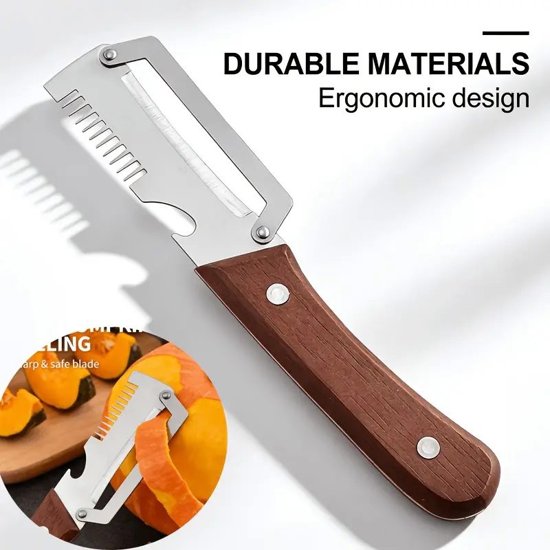 3-in-1 Wooden Handle Fruit Potato Peeler with Bottle Opener