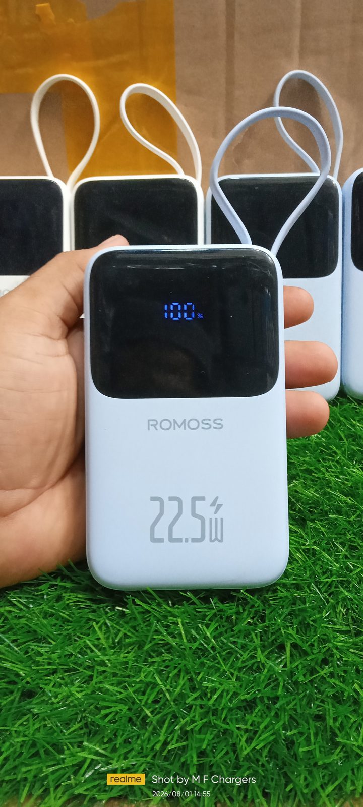 ROMOSS 20000mAh power bank 22.5W digital LED screen view by M F Chargers