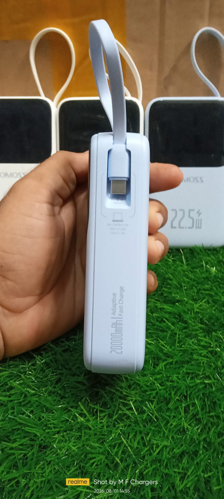 ROMOSS power bank integrated Type C cable slot design from M F Chargers
