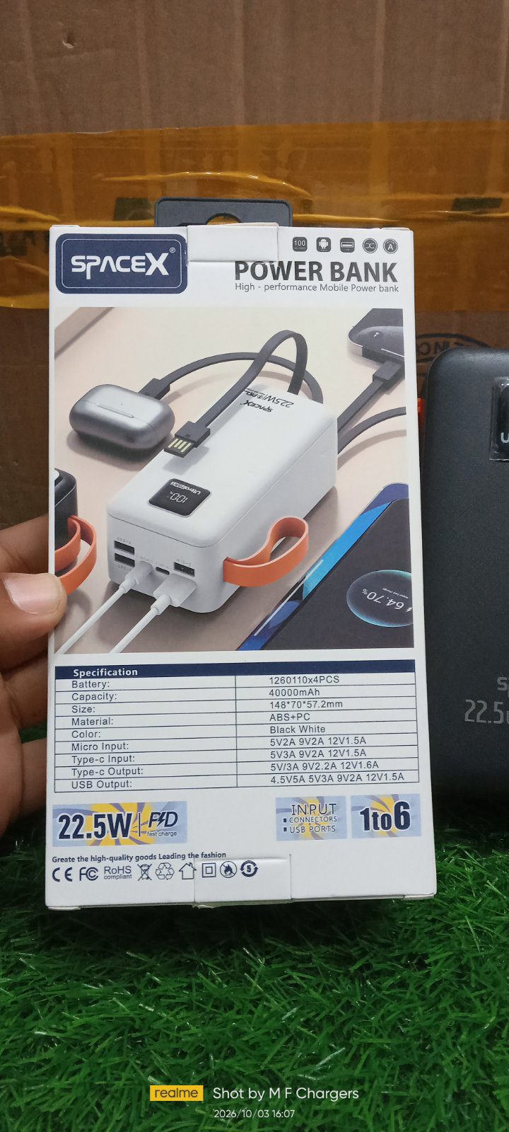 SpaceX 40000mAh Power Bank Ports and Inputs - M F Chargers