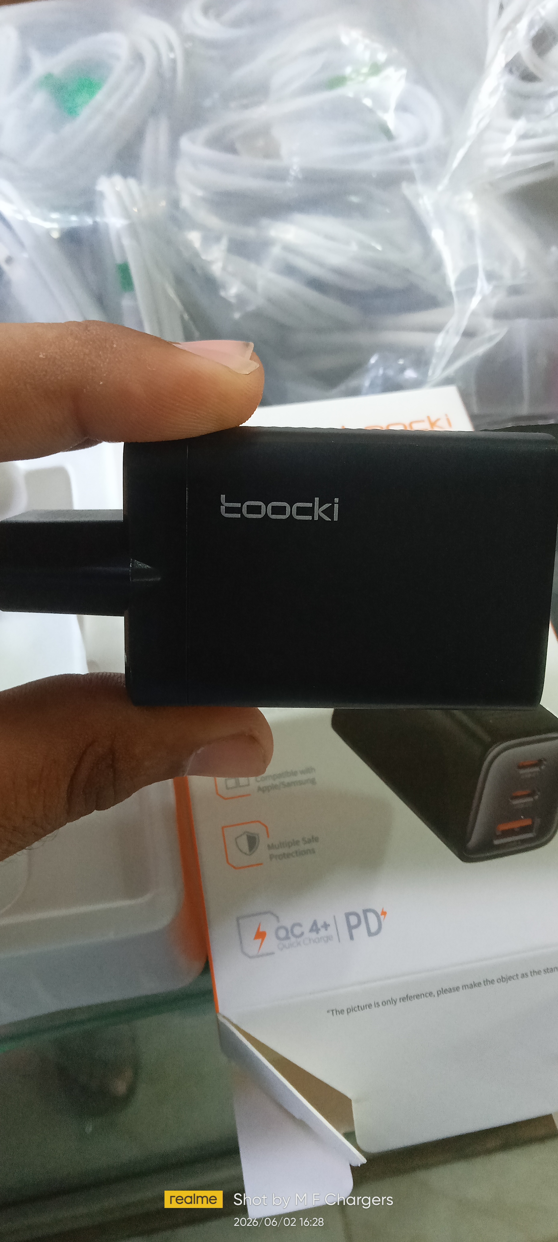 Toocki 65W GaN Quick Charger Matte Black Body Side Branding Profile View