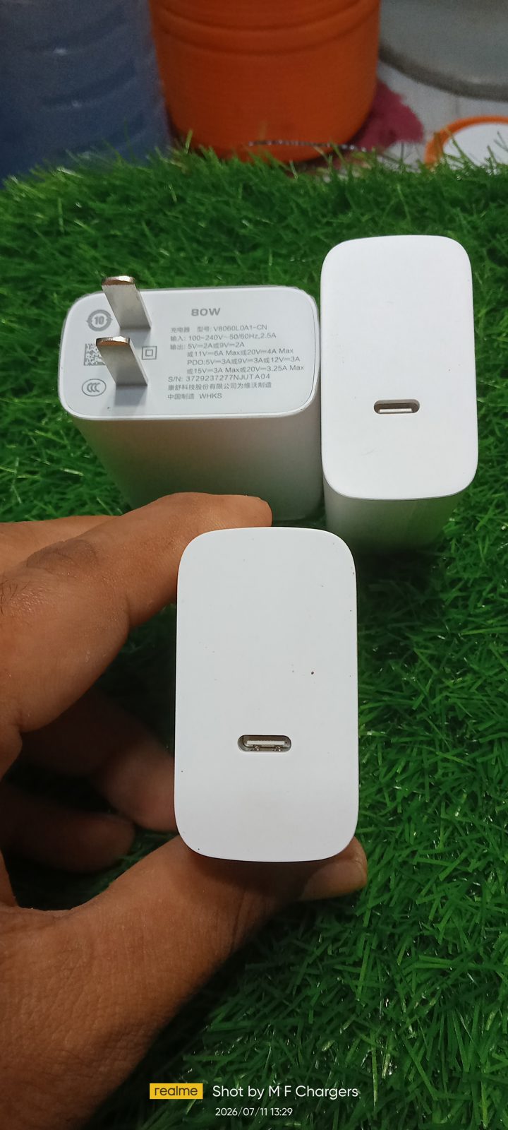 Vivo iQOO 80W Fast Charger Type-C Output Port Close Up View M F Chargers