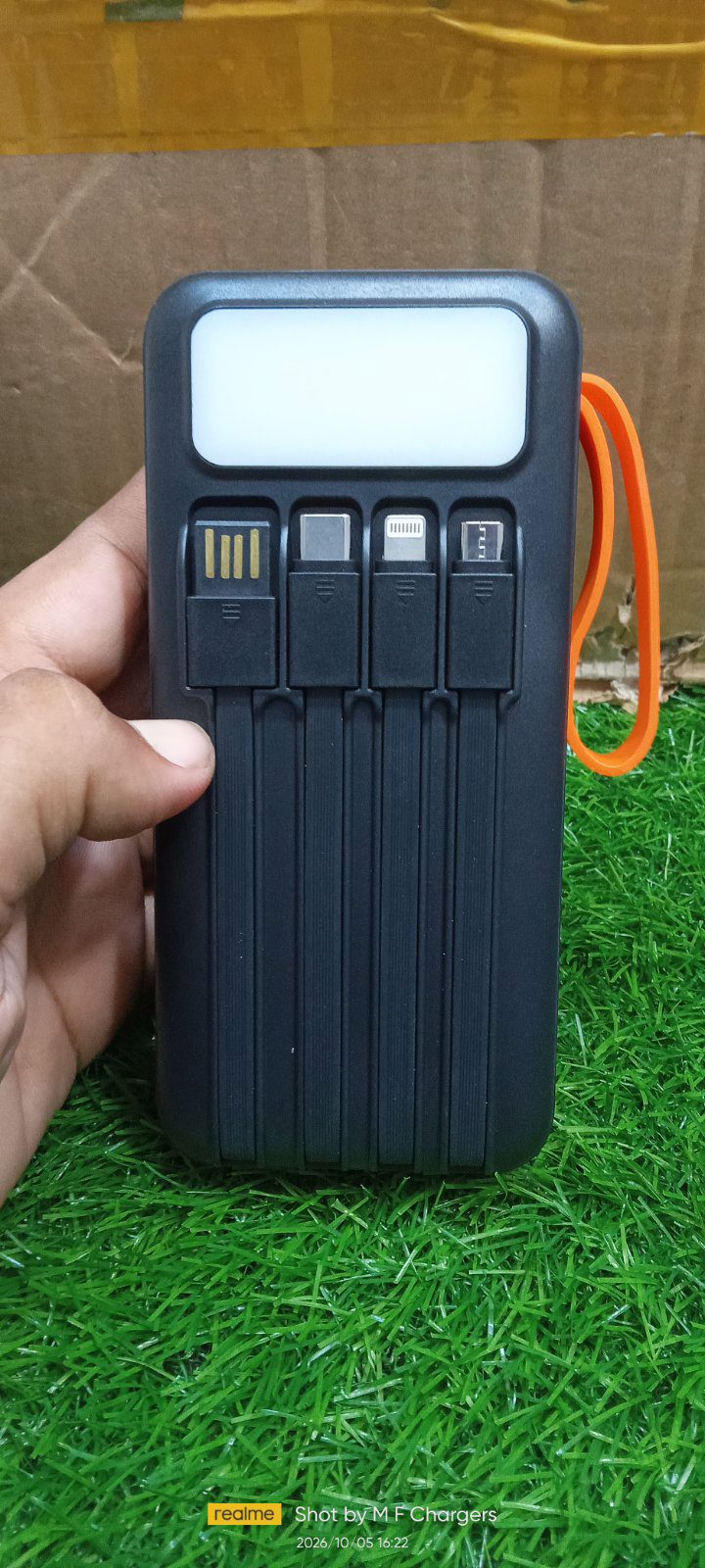 SpaceX Power Bank Built-in Cables and Large LED Light - M F Chargers