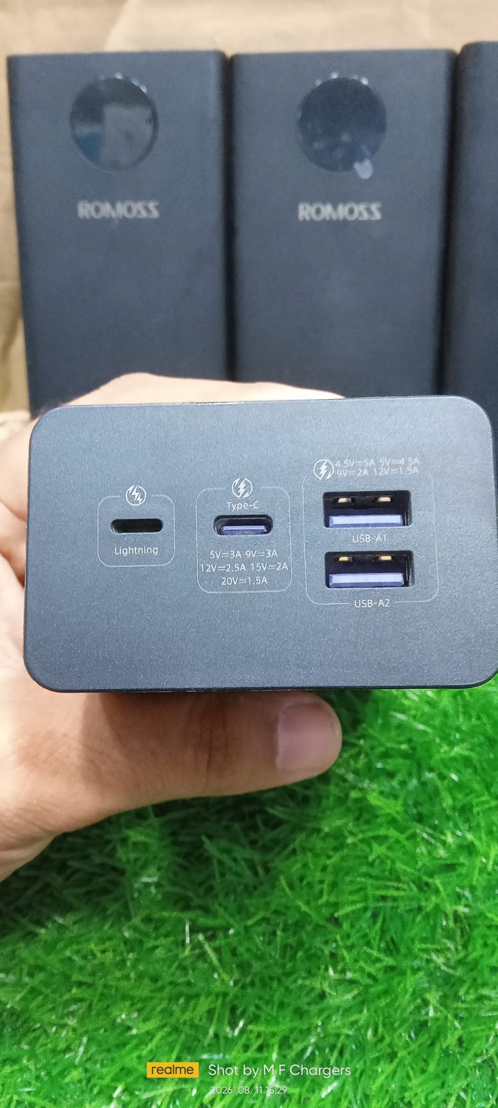 Romoss Power Bank Type-C and USB Ports Detail – M F Chargers