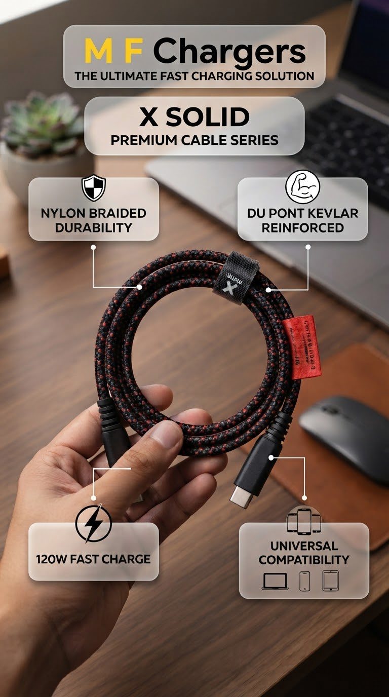 X Solid 120W Type-C to Type-C Cable | M F Chargers