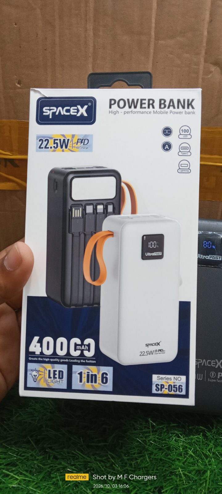 SpaceX 40000mAh Fast Charging Power Bank Box View - M F Chargers