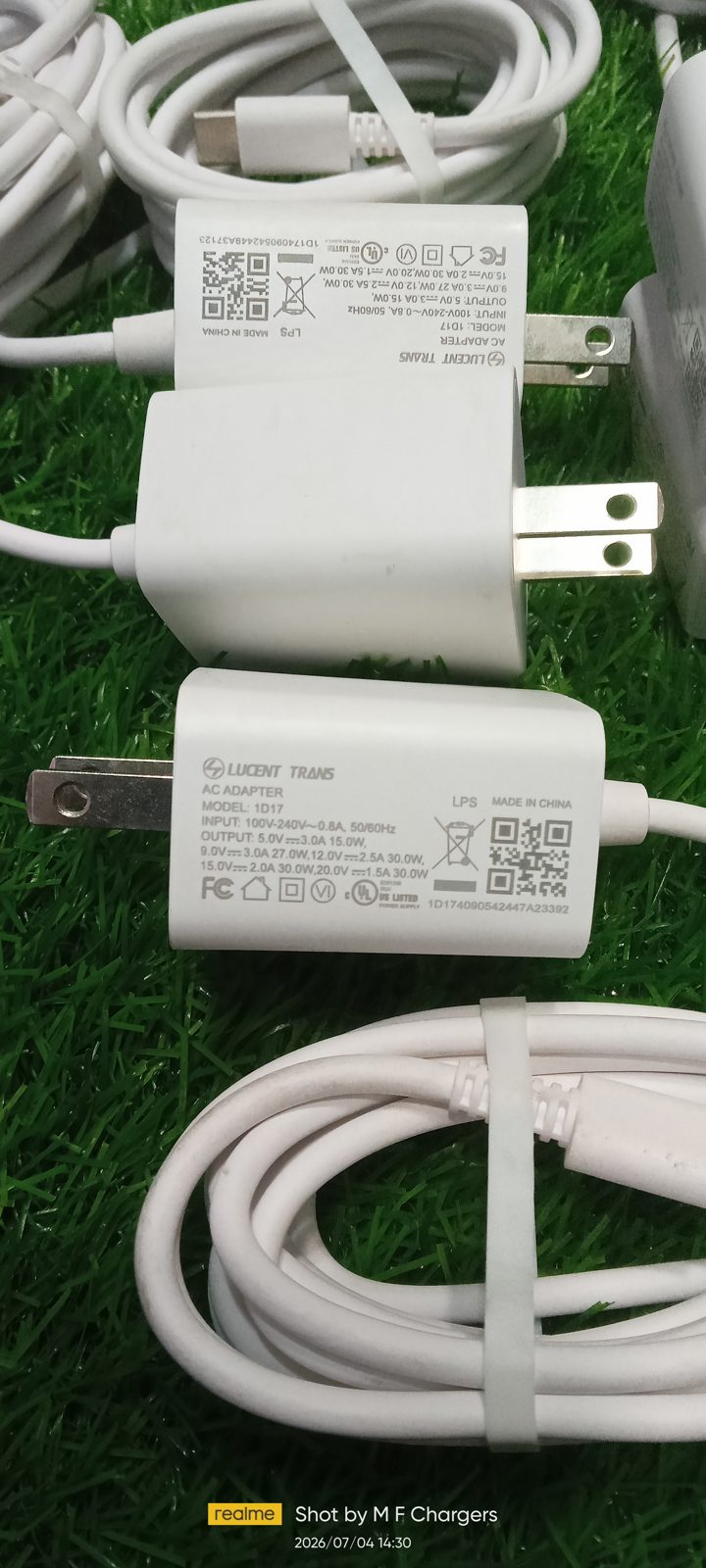 Lucent Trans 30W Type-C adapter close up view - M F Chargers