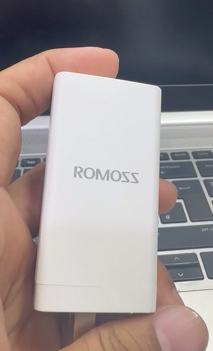 Original Romoss 65W GaN Fast Charger front view in hand - M F Chargers